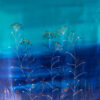 Платок шелковый “Травы на синем”